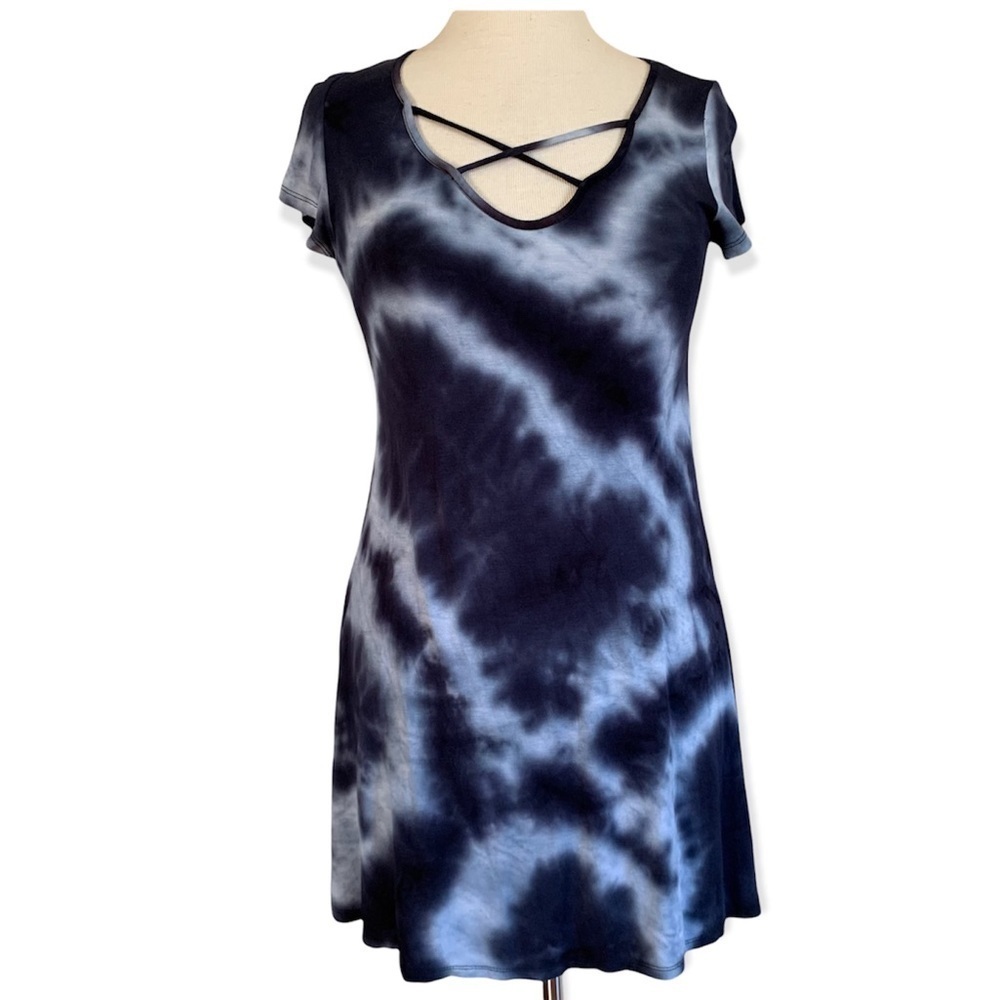 ROLLA COSTER Small Tie Dye Blue short sleeve T-shirt Dress